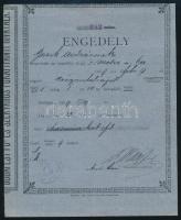 1899 A Budapesti Főkapitányi Hivatal kitöltött engedélye táncmulatság megtartására 32 frt díj ellenében a II. ker. Medve utcában, szép állapotban