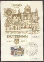 Vertel József (1922-1993): 1000 éves Esztergom számozott, jelzett rézkarc, kis szériás, alkalmi bélyegzéssel ellátott emléklapon 11x15 cm