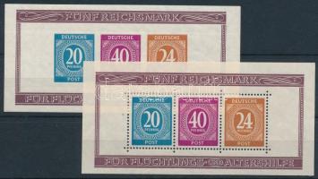 Németország - szövetséges megszállás 1946 Bélyegkiállítás Berlin fogazott és vágott blokk Mi blokk 12 A + B (Mi EUR 120.-)