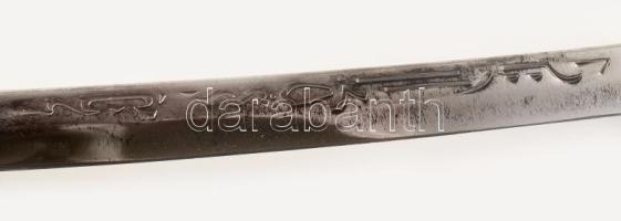 Katana minőségi replika, hiányos fa hüvelyben, h: 71 cm