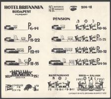 1935 A budapesti Hotel Britannia rendkívül dekoratív (szign. Haranghy) képekkel illusztrált 4 részes...
