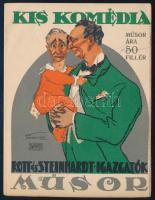 cca 1920 Kis Komédia, Rott és Steinhardt Igazgatók műsorajánlatával, Faragó Géza dekoratív litográf borítójával, ritka, szép állapotban, 4p