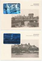 Budapest - 2 db MODERN hologramos és fémes hatású fóliázott város képeslap: Lánchíd, királyi várpalota