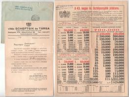 1939. "43. Magyar Királyi Osztálysorsjáték" 1. osztály egynyolcad sorsjegye "E",...