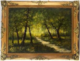 Szentmiklóssy Mudrony Sándor (-), működött a XX. első felében: Hölgy az erdőben. Olaj, vászon. Jelzett. Dekoratív, fakeretben. 50x70 cm