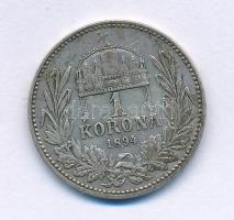 1894KB 1K Ag "Ferenc József" T:XF, patina Adamo K5