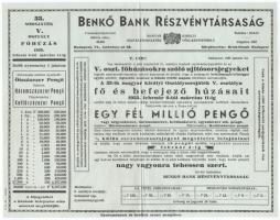 1935. "33. Magyar Királyi Osztálysorsjáték" 5. osztály egynyolcad sorsjegye "H",...