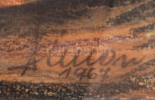 Olvashatatlan jelzéssel: Dombos táj, 1967. Vegyes technika, papír. Sérült. Dekoratív, üvegezett fake...