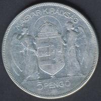 1930. 5P Ag "Horthy jobbra" T:3 apró ph