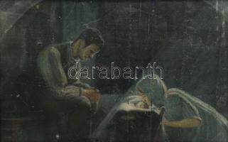 Jelzés nélkül (Somló Jenő?): Szent család. Olaj, vászon. Sérült. Hátoldali felirat szerint a festmén...