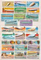 Léghajó motívum 13 db többségében komplett sor (105 db bélyeg) A/4 berakólap 2 oldalán