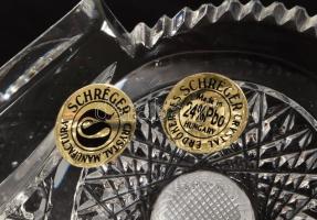 Schréger Erdőkertes ólomkristály váza, iparművész munka gazdag csiszolással, hibátlan, címkével jelz...