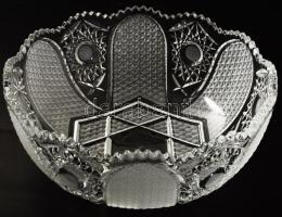 Ólomkristály kínáló. Savmaratott felületekkel, hibátlan, d: 20,5 cm, m: 9 cm