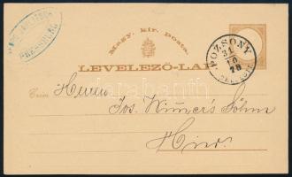 1878 Jaklitsch György pozsonyi (Felvidék) élelmiszer-kereskedő levelezőlapra nyomtatott árlistája postán elküldve, szép pecséttel, szép állapotban