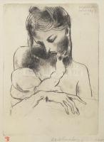 Nechánszky József (1936-), Picasso után: Anya gyermekével, 1970. Rézkarc, papír, jelzett, , üvegezet...