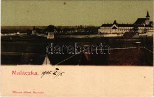 1905 Malacka, Malaczka, Malacky; erődített kolostor (Balassa várkastély). Wiesner Alfréd kiadása / fortified monastery (former castle) - panorámalap egyik fele / one half of a panoramacard (non PC) (fl)