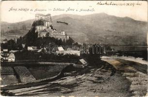 1906 Árvaváralja, Árva-Váralja, Oravsky Podzámok; Árva vára. Feitzinger Ede kiadása (Teschen) No. 872. 1906/16. / Schloss Árva / castle (kopott sarkak / worn corners)