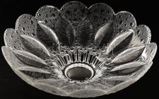 Virágszirom alakú ólomkristály asztalközép kínáló, jelzés nélkül, hibátlan, d: 27 cm, m: 9 cm