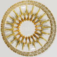 Régi kristály kínáló, ezüstpácolt részekkel, hibátlan, d: 21 cm, m: 7,5 cm