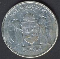 1930. 5P Ag "Horthy jobbra" T:3 ph