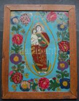 Festett erdélyi román üvegikon / Transylvanian Romanian painted glass-icon 32x38 cm
