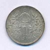 Ausztria 1916. 1K Ag "Ferenc József" T:XF, kis patina, pici ph. Austria 1916. 1 Corona Ag "Franz Joseph" C:XF, small patina, tiny edge error Krause KM#2820