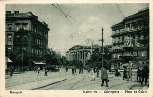 1944 Budapest VIII. Kálvin tér, Nemzeti Múzeum, gyógyszertár, szökőkút, automobil. Rigler r.t. kiadása (EK)