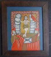 cca 1900 festett erdélyi román üvegikon / Transylvanian Romanian painted glass-icon 32x38 cm