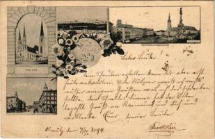 1894 Olomouc, Olmütz; Der Dom, Oberring, Stadterweiterung. Ed. Hölzel's Buchhandlung / cathedral, street, square. Art Nouveau, floral - early postcard! (fl)