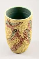 Ugrasztott mázas kerámia váza, jelzett, m: 15,5 cm