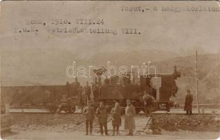 1910 Bona, K.u.K. Betriebsabteilung VIII. / Vasút a hadgyakorlaton, vonat, gőzmozdony / K.u.K. military training, field railway, locomotive, train. photo (gyűrődés / crease)