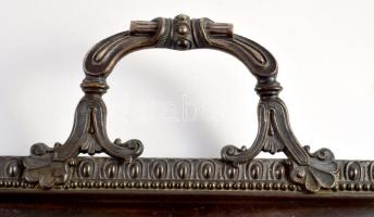 cca 19. sz. vége, Hatalmas méretű szervírozótálca, ezüstözött alpakka, kötegelt formájú fogókkal, pe...