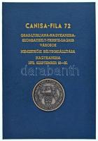 1972. "Canisa Fila 72 - Nagykanizsa 1977. IX. 24-29 / Szombathely Trieste Zagreb - Graz Ljubljana Nagykanizsa" ezüstpatinázott fém emlékérem az 1972-es kanizsai bélyegkiállításról, díszlapra rögzítve (49mm) T:XF