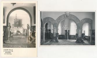 Budapest XI. Gellérthegy - 2 db RÉGI képeslap: Lázár villa, belső, nappali. Kelenhegyi út 49. photo