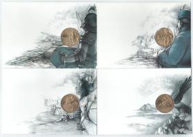 2001. 200Ft "Arany János: Toldi" + 2001. 200Ft "Fazekas Mihály: Lúdas Matyi" + 2001. 200Ft "Molnár Ferenc: A Pál utcai fiúk" + 2001. 200Ft "Petőfi Sándor: János vitéz" mindegyik érmés levelezőlapon T:BU Adamo EM173, EM174, EM175, EM176