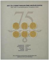 2021. "75 éves a forint" ikonikus forgalmi sor, benne 2021. 5Ft Cu-Ni-Zn "75 éves a F...