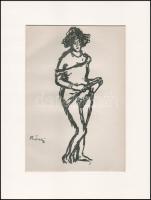 Rippl-Rónai József (1861-1927): Akt. Cinkográfia, papír, jelzett a cinkográfián, paszpartuban, 24×16 cm