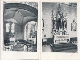 Budapest XIX. Kispest 2 db RÉGI képeslap: Rudolf főplébánia templom, kápolna, belső