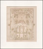 Körösfői Kriesch Aladár (1863-1920): Szecessziós jelenet. Fametszet, papír, jelzett a metszeten, paszpartuban, 21×27,5 cm