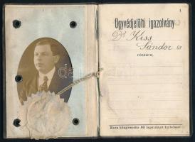 1913 Bp., ügyvédjelölti igazolvány