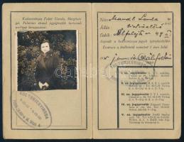 1935 Kultúrjegyiroda fényképes igazolvány