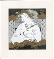 Szász Endre (1926-2003): Hölgy, szitanyomat, papír, paszpartuban, jelzés nélkül, 20×18,5 cm