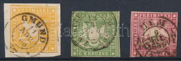 Német államok - Württemberg 1857 Forgalmi bélyegek Mi 7-9 (Mi EUR min. 195.-)