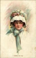 1917 I think of you lady art postcard. litho "K.u.k. vereinigte Lehrkomp. des. IX. Kom." "Hauptfeldpostamt 388/II" (EB)
