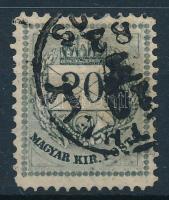 1881 Színesszámú 20kr 11 1/2 : 11 1/2 : 13 : 11 1/2 fogazással