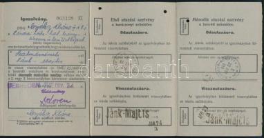 1943 Magyar Királyi Államvasutak alacsonyabb korosztályú menetjegy váltására jogosító igazolvány bel...