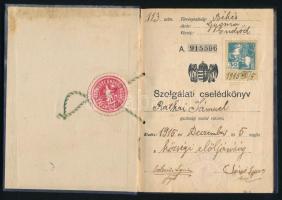 1915 Endrőd, Gyomaendrőd, szolgálati cselédkönyv bejegyzésekkel