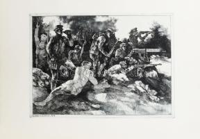 Feledy Gyula (1928-2010): Északi hadjárat, 1919. Rézkarc, papír, jelzett, 29x40 cm