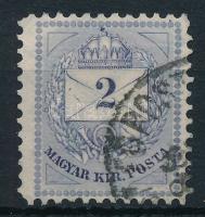1881 Színesszámú 2kr 11 1/2 fogazással, vésetjavítás az alsó két háromszögben
