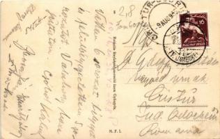 1933 Gödöllő, IV. Cserkész Jamboree, csapat zászlókkal. photo (EB)